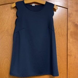 Navy Sleeveless Top with Scalloped Armscyes – M